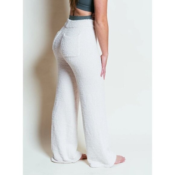 P'Tula The Plush Pant Cream Fuzzy Knit Straight Leg Pants M - Picture 2 of 6